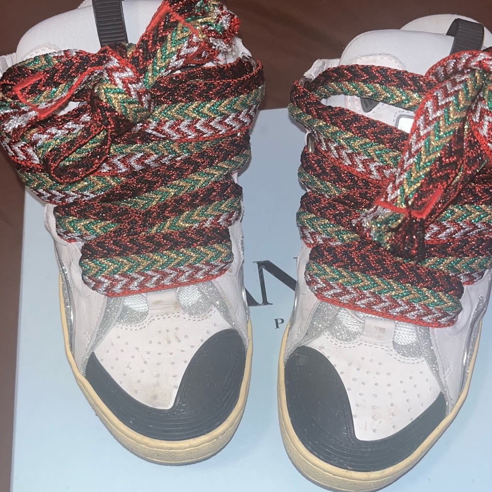Lanvin Curb Leather and Glitter
Sneakers 'White'